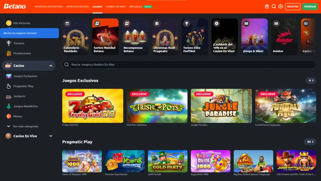 Juegos de tragamonedas en Betano Colombia