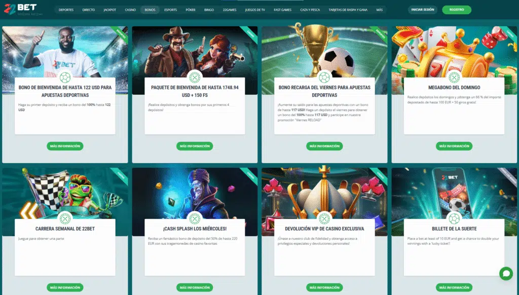 Información sobre el bono de bienvenida ofrecido por 22Bet Colombia