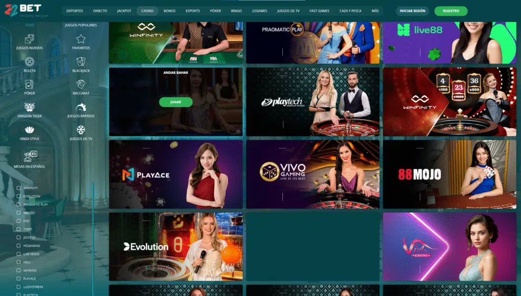 Panorama de las tragamonedas disponibles en 22Bet Colombia