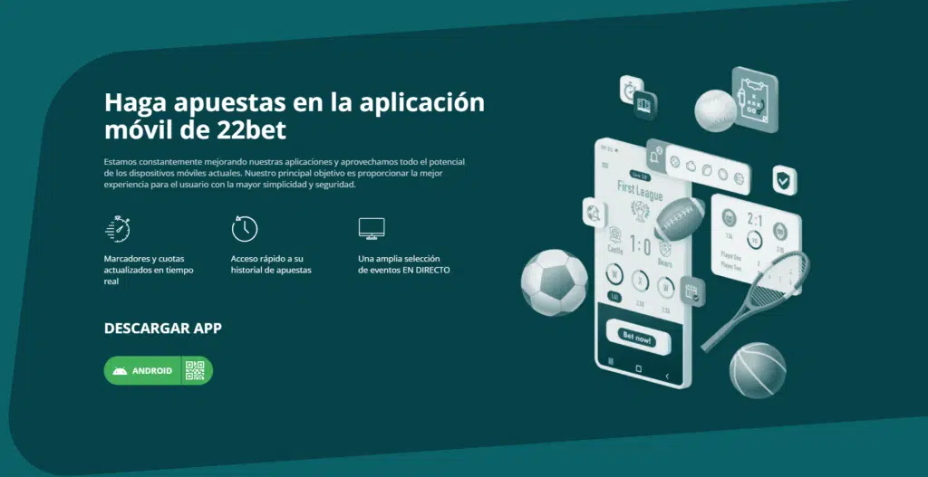 Versión móvil de 22Bet Colombia